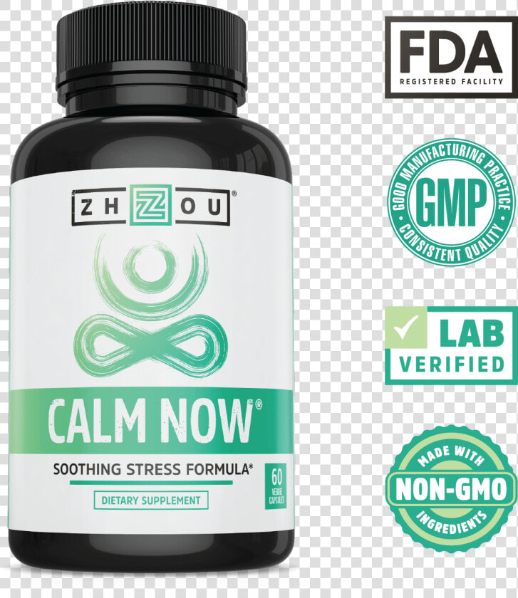 Lab Verified  Non Gmo Calm Now Soothing Stress Formula   Zhou Nutrition  HD Png DownloadTransparent PNG