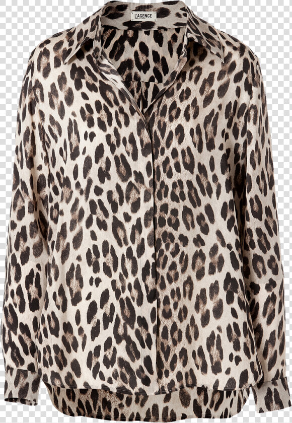 L Agence Printed Shirt In Creme Leopard   Blouse  HD Png DownloadTransparent PNG