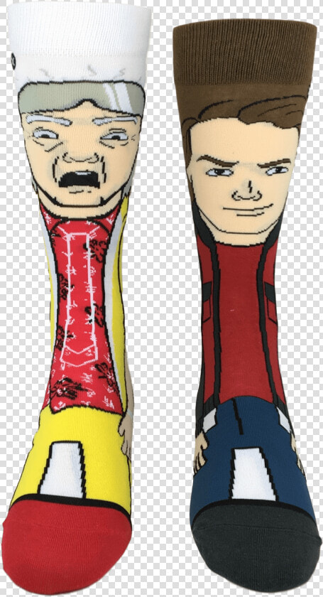 Back To The Future Ii Doc And Marty 360 Socks By Odd   Cartoon  HD Png DownloadTransparent PNG