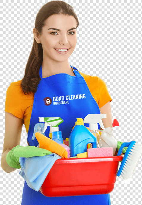Smiling Woman Holding Bucket Full Of Cleaning Supplies   Home Cleaning Offers  HD Png DownloadTransparent PNG