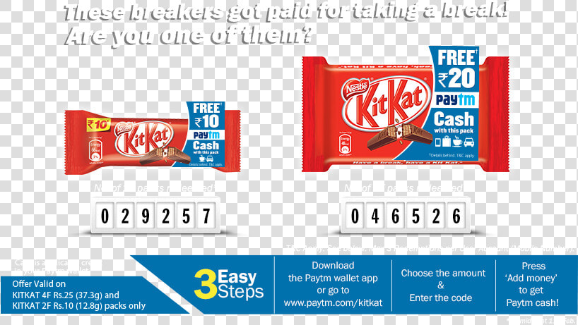 Cashback Buy Kitkat Rs 10 Rs 25 And Get Free Paytm   Get Free Paytm Cash  HD Png DownloadTransparent PNG