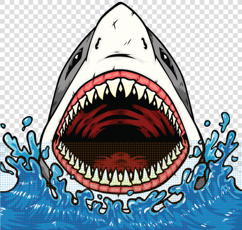 Transparent Shark Outline Png   Open Mouth Shark Drawing  Png DownloadTransparent PNG