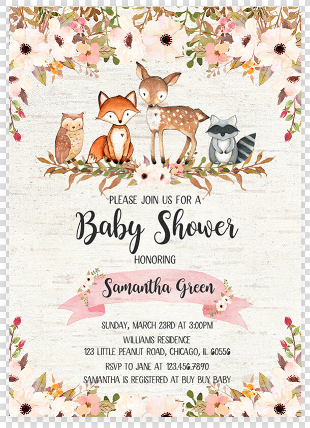Woodland Baby Shower Invitations Fall Themed  HD Png DownloadTransparent PNG