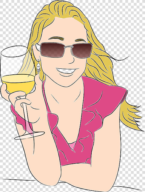 Girl  Blonde  Relaxed  Pretty  Happy  Drinking  Glasses   Woman Happy Birthday Animated  HD Png DownloadTransparent PNG