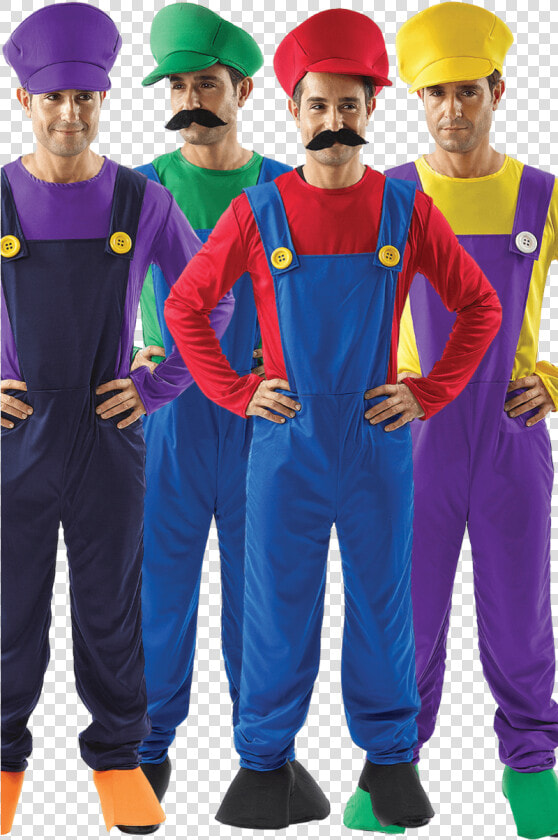 Mario Men Group Costume   Mario Luigi Wario Waluigi Costumes  HD Png DownloadTransparent PNG