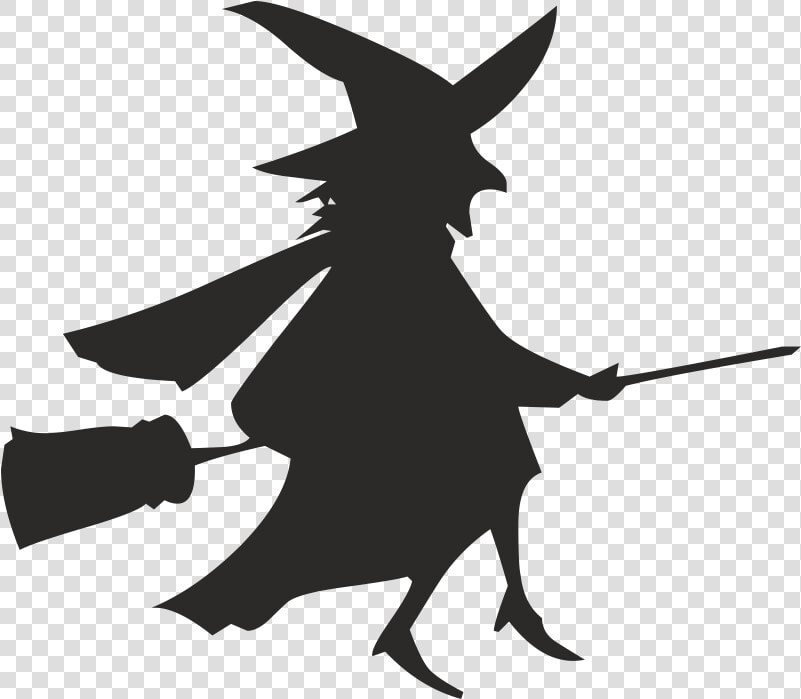 Broom Witchcraft Silhouette   Witch On A Broom Silhouette  HD Png DownloadTransparent PNG