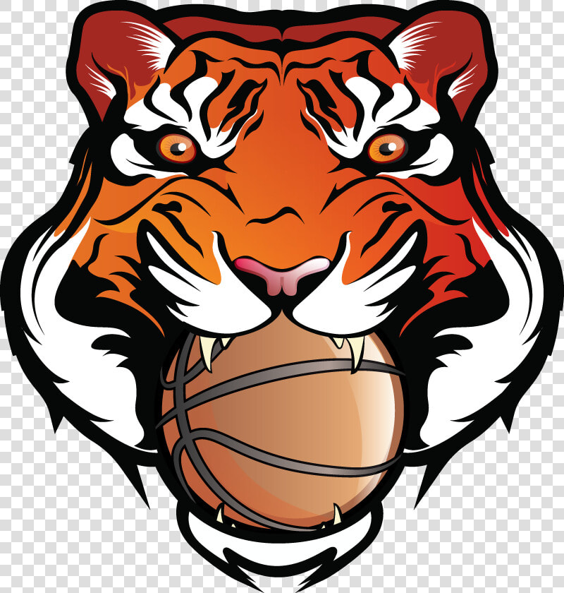 Transparent Tiger Face Clipart Black And White   Basketball Tiger Logo Png  Png DownloadTransparent PNG
