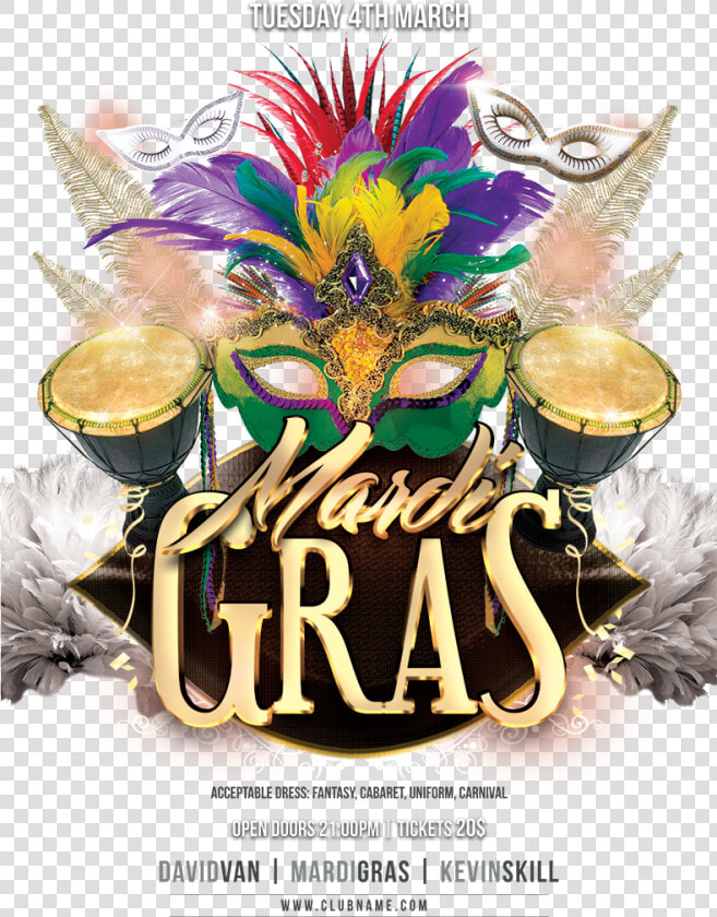 Mardi Carnival Masquerade Marketing Gras Flyer Advertising   Mardi Gras Fat Tuesday 2020  HD Png DownloadTransparent PNG