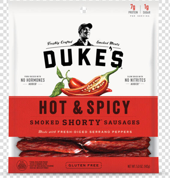 Pepper Transparent Spicy   Dukes Hot And Spicy Shorty Smoked Sausages  HD Png DownloadTransparent PNG