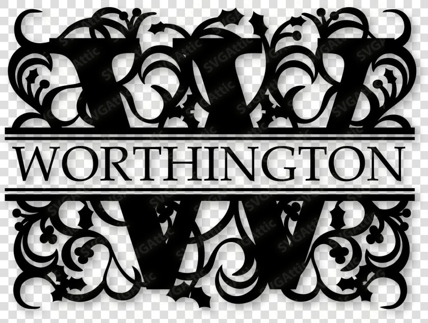 Sds Holly Monogram W Snapdragon Snippets   Free Split Monogram Font W  HD Png DownloadTransparent PNG