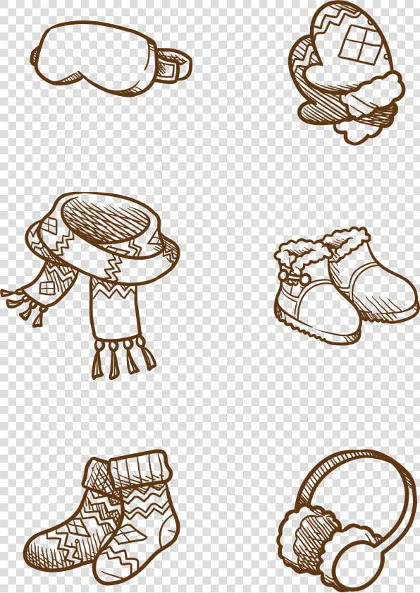 Winter Clothing Cartoon Hand Drawn Png And Psd   Hand Drawn Winter Clothes Png  Transparent PngTransparent PNG