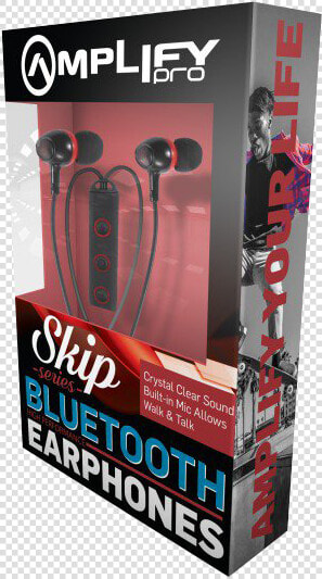 Amplify Pro Bluetooth Earphones Skip Series Black red  HD Png DownloadTransparent PNG