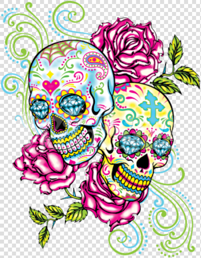 Two Sugar Skulls Tattoo  HD Png DownloadTransparent PNG