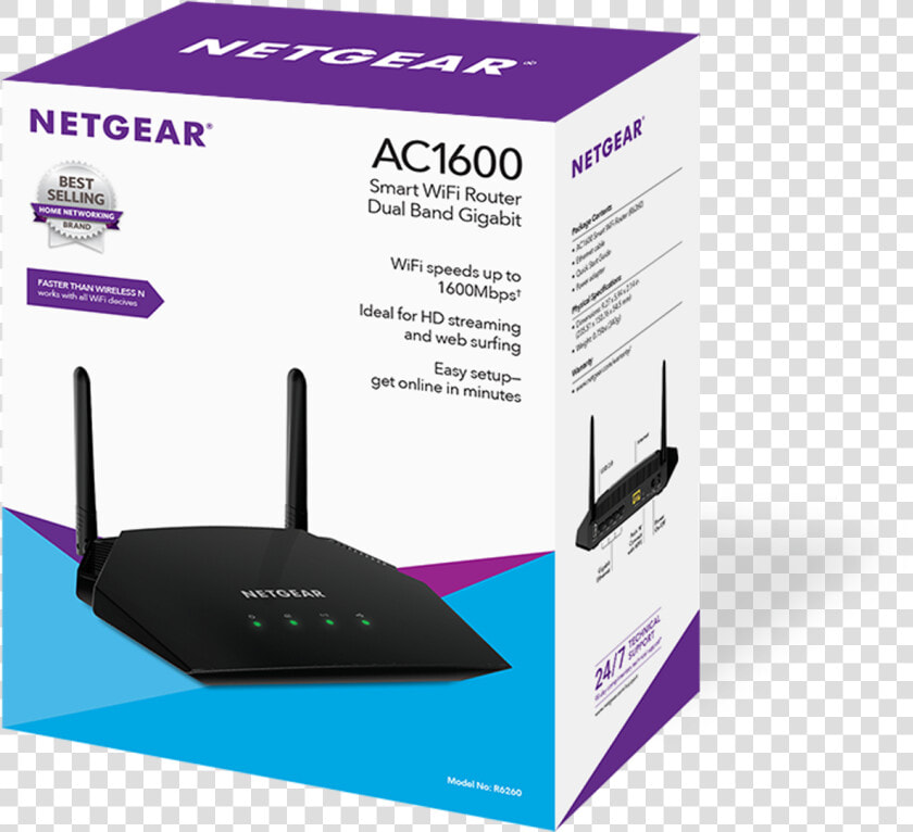Netgear Ac1600 Smart Wifi Router   Png Download   Netgear R6260  Transparent PngTransparent PNG