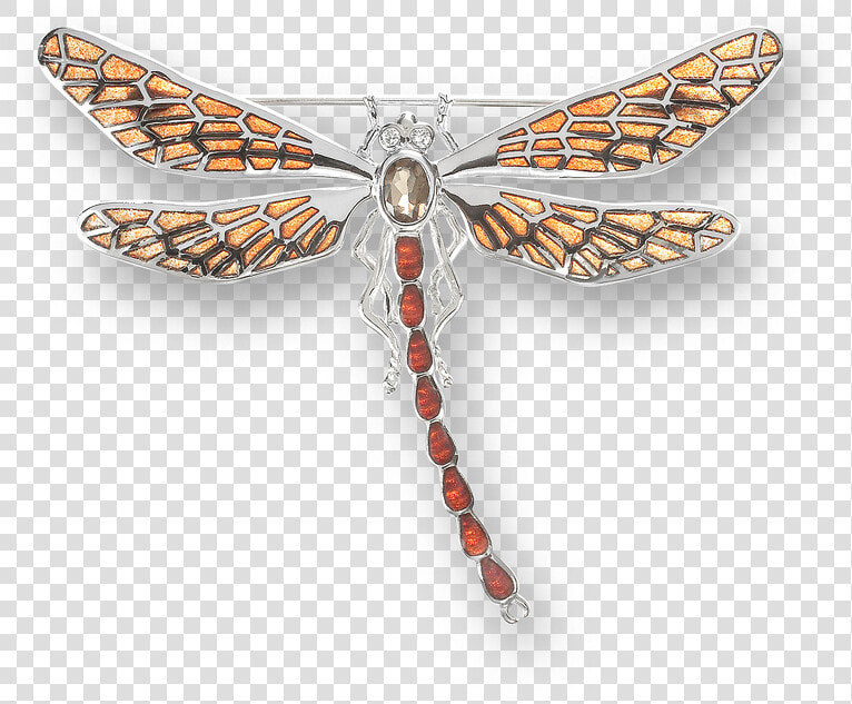 Nicole Barr Designs Sterling Silver Dragonfly Brooch orange   Silver  HD Png DownloadTransparent PNG