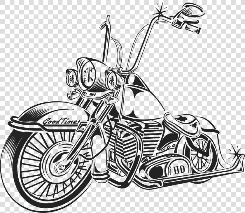 Land Vehicle motor Vehicle motorcycle line Art vehicle mode   Old School Harley Drawings  HD Png DownloadTransparent PNG