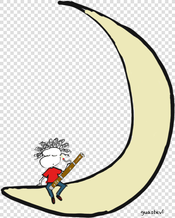 Moon And Bassoon   Cartoon  HD Png DownloadTransparent PNG