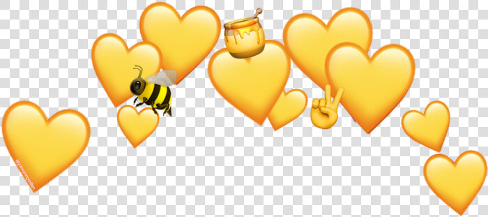  freetoedit  emoji  heart  yellow  aesthetic  cute   Aesthetic Yellow Heart Crown Png  Transparent PngTransparent PNG