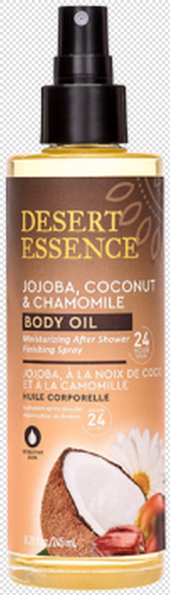 D e Body Oil Jojob Coconut Chamomile   Desert Essence Jojoba Coconut  amp  Chamomile Body  HD Png DownloadTransparent PNG