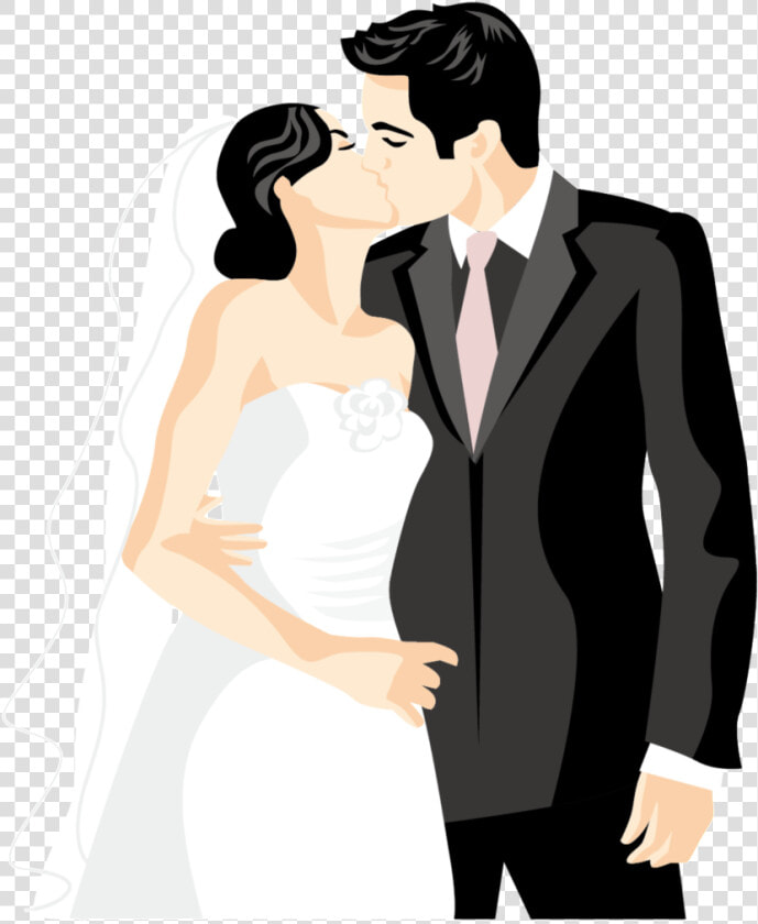 Cartoon Silhouette Hand Drawn Wedding Png Free Picture   Wedding Couple Kissing Clipart  Transparent PngTransparent PNG