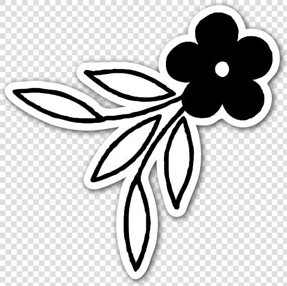 Cute Black Flower Sticker   Flower Stickers Black And White  HD Png DownloadTransparent PNG