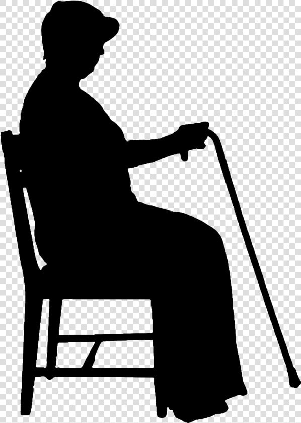 Crutches Old Lady Sitting On A Chair Png Download   Old People Sitting Silhouette Png  Transparent PngTransparent PNG