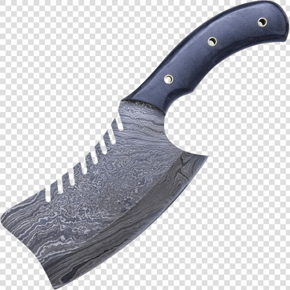 Serrated Damascus Steel Cleaver Knife   Damascus Steel Cleaver  HD Png DownloadTransparent PNG