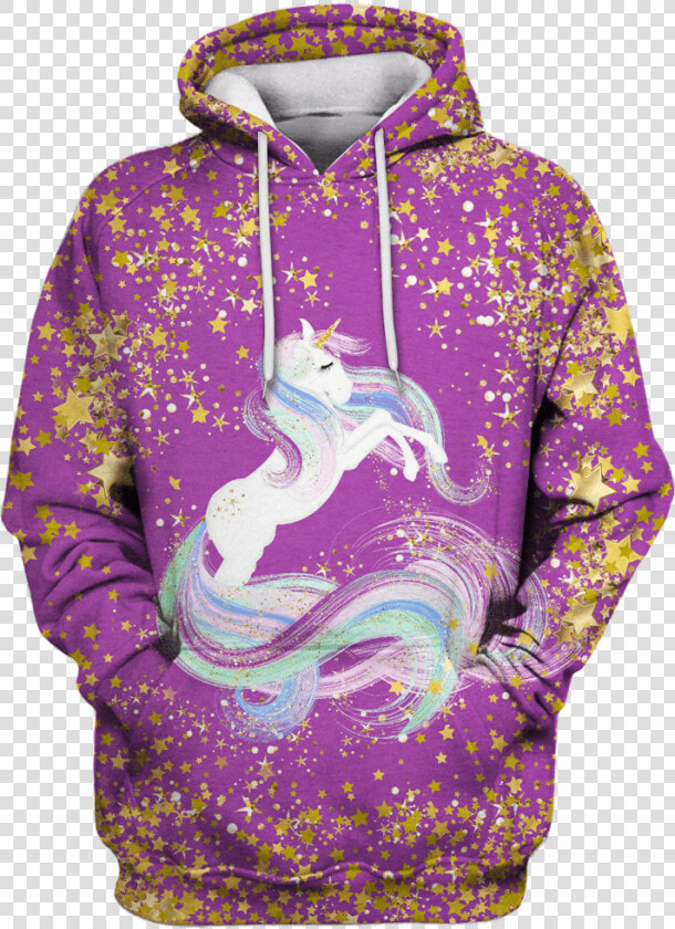 Gearhuman 3d Golden Stars Around Unicorn Custom T shirt   Hoodie  HD Png DownloadTransparent PNG