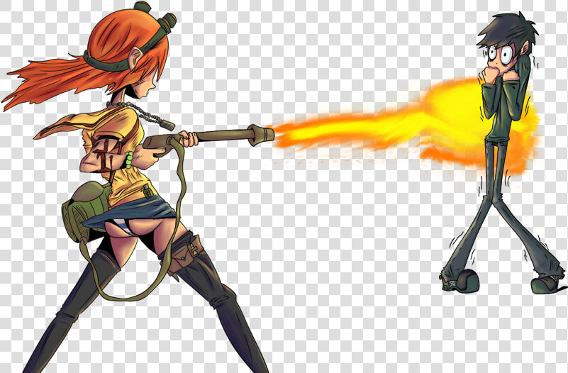 Person With Flamethrower Cartoon Png   Png Download   Anime Girl With Flamethrower  Transparent PngTransparent PNG