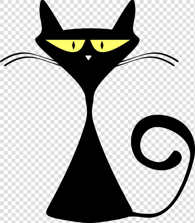 For Cats  Black Cat Silhouette  Silhouette Clip Art    Black Cat Funny Cartoon  HD Png DownloadTransparent PNG