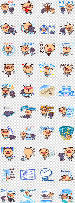 Cute Marine Blue Line Sticker Gif  amp  Png Pack   Panpaka Pants  Transparent PngTransparent PNG