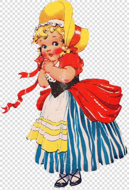 Vintage Illustration  Little Girl W bonnet   Cartoon  HD Png DownloadTransparent PNG
