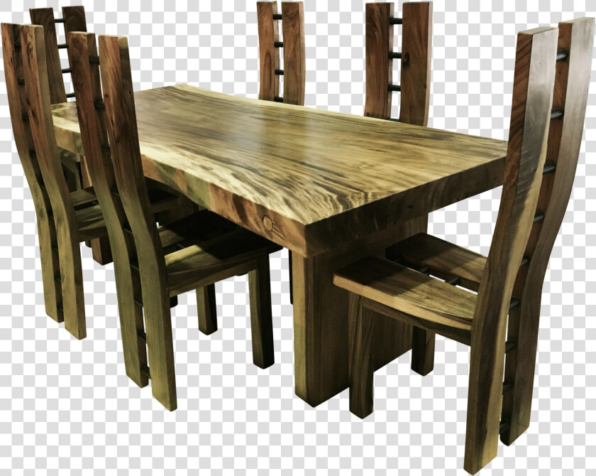 Table And Chairs Png  live Edge Suar Table On Wooden   Kitchen  amp  Dining Room Table  Transparent PngTransparent PNG
