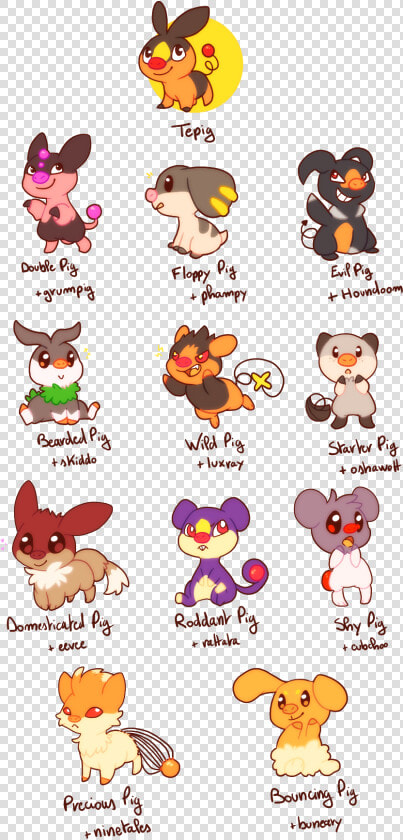 “tepig Variations Got To Love The Little Pig   ”   Pokemon Mixed Breeds  HD Png DownloadTransparent PNG