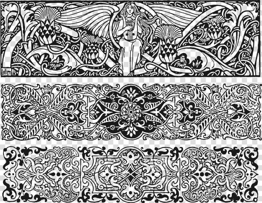 Transparent Celtic Border Png   Art Nouveau Border Pattern  Png DownloadTransparent PNG
