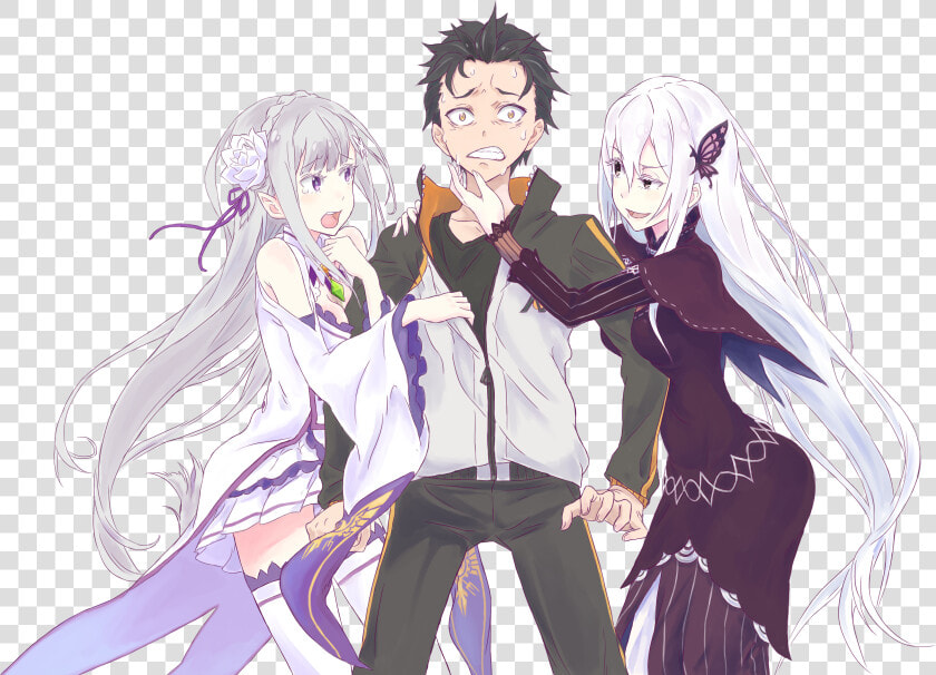Anime аниме emilia  re Zero Kara Hajimeru Isekai Seikatsu satella natsuki   Re Zero Subaru And Satella  HD Png DownloadTransparent PNG
