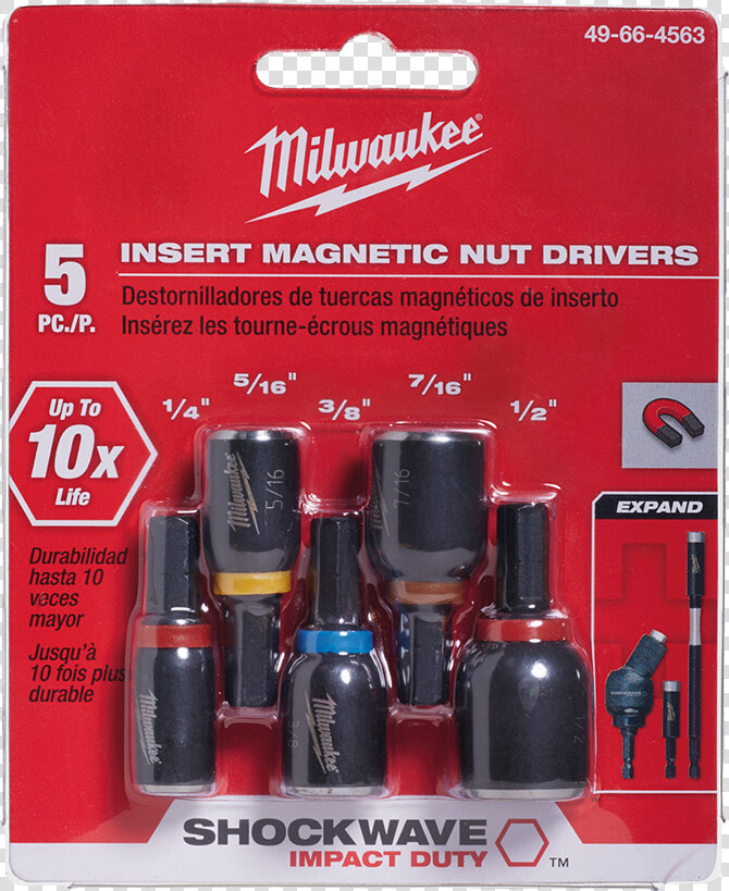 Shockwave™ Insert Nut Driver 5pc Set 1 4   5 16   3 8   Milwaukee Bit Set  HD Png DownloadTransparent PNG