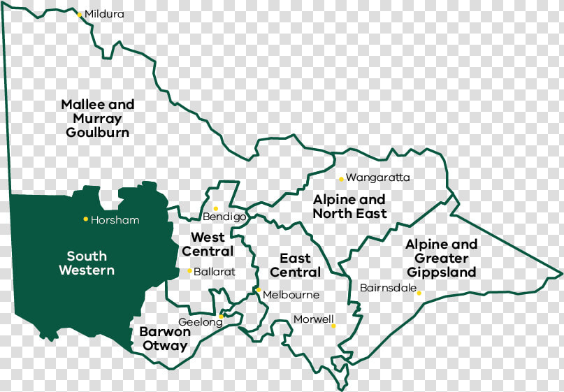 Map Of Victoria Showing The Boundaries Of Delwp S Seven   Atlas  HD Png DownloadTransparent PNG