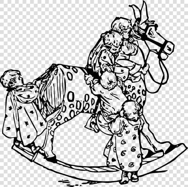 Toddlers On A Rocking Horse Svg Clip Arts   Hobby Horse Coloring  HD Png DownloadTransparent PNG