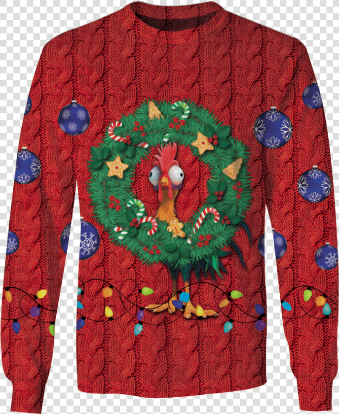 Gearhuman 3d Heihei Chicken In Christmas Day Custom   Long sleeved T shirt  HD Png DownloadTransparent PNG