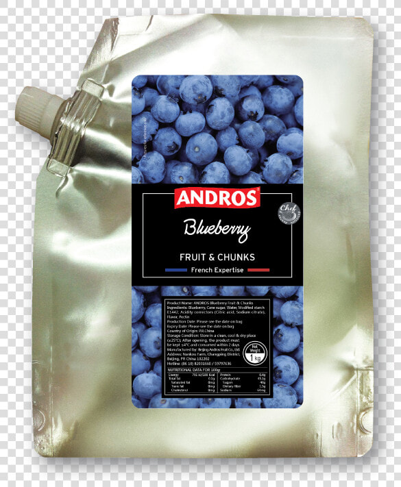 F122550 Andros Blueberry Fruit Chunks Doypack 1 Kg   Andros Fruit And Chunks  HD Png DownloadTransparent PNG