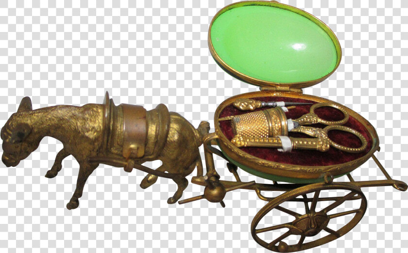 Palais Royal Etui Brass Donkey Pulling Green Opaline  HD Png DownloadTransparent PNG