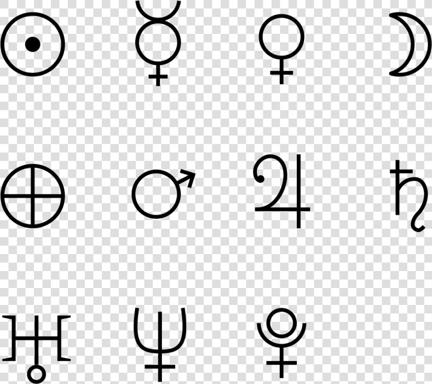 Astrological Glyphs Of Planets   Alchemy Symbols For The Planets  HD Png DownloadTransparent PNG