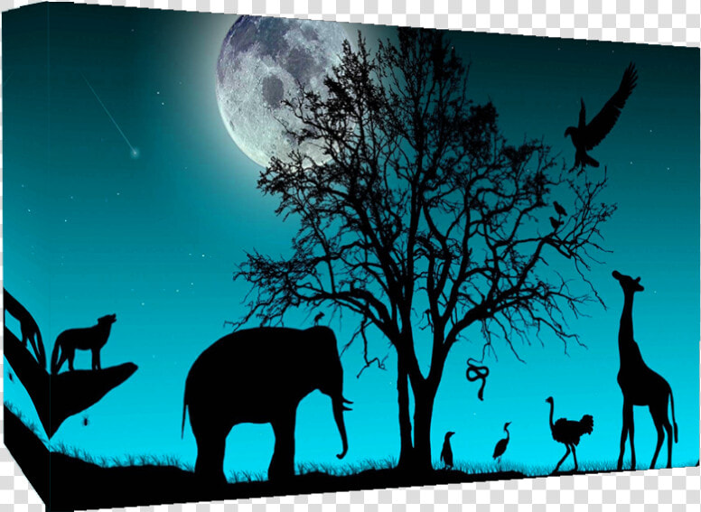 Duck Egg Blue Animals Silhouette   Moon And Animals Silhouette  HD Png DownloadTransparent PNG