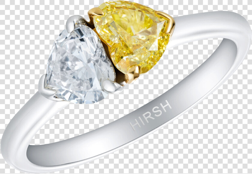 Duet Yellow And White Heart Shape Diamond Ring   Yellow Diamond Heart Shape  HD Png DownloadTransparent PNG