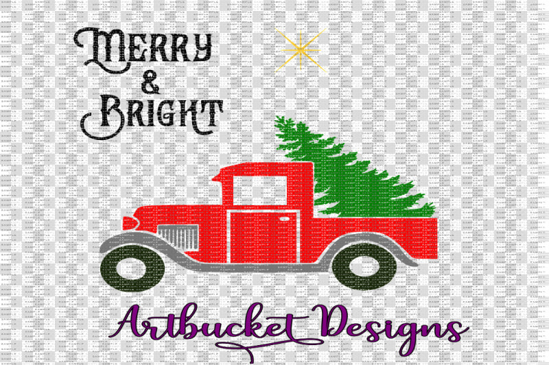Merry  amp  Bright Christmas Truck Cutfile   Cross stitch  HD Png DownloadTransparent PNG