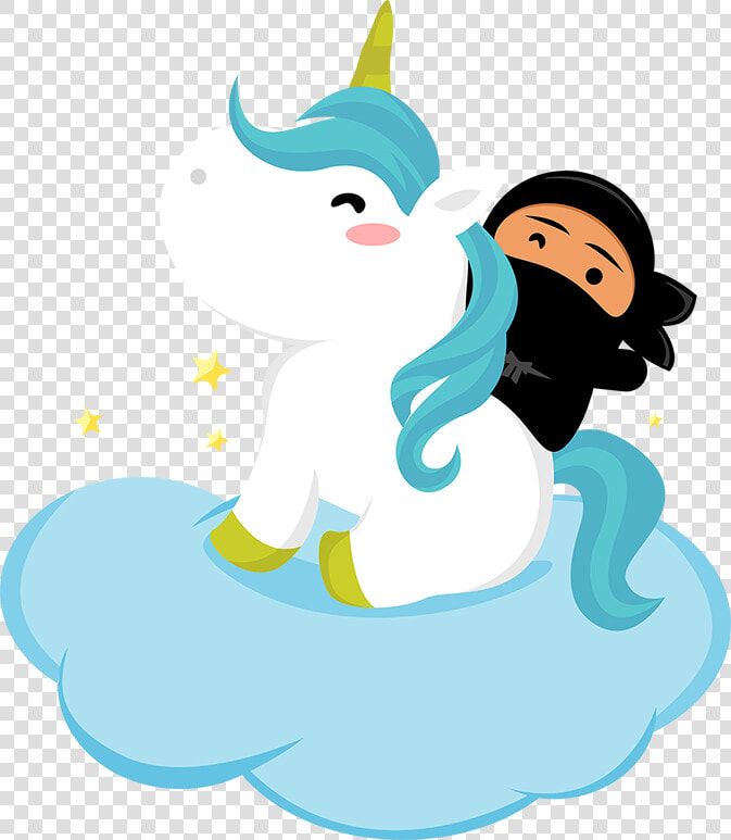 Cartoon Shinobi Riding A Unicorn   Cartoon  HD Png DownloadTransparent PNG