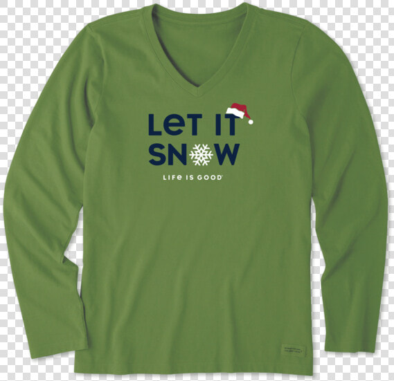 Women S Let It Snowflake Long Sleeve Crusher Vee   Long sleeved T shirt  HD Png DownloadTransparent PNG