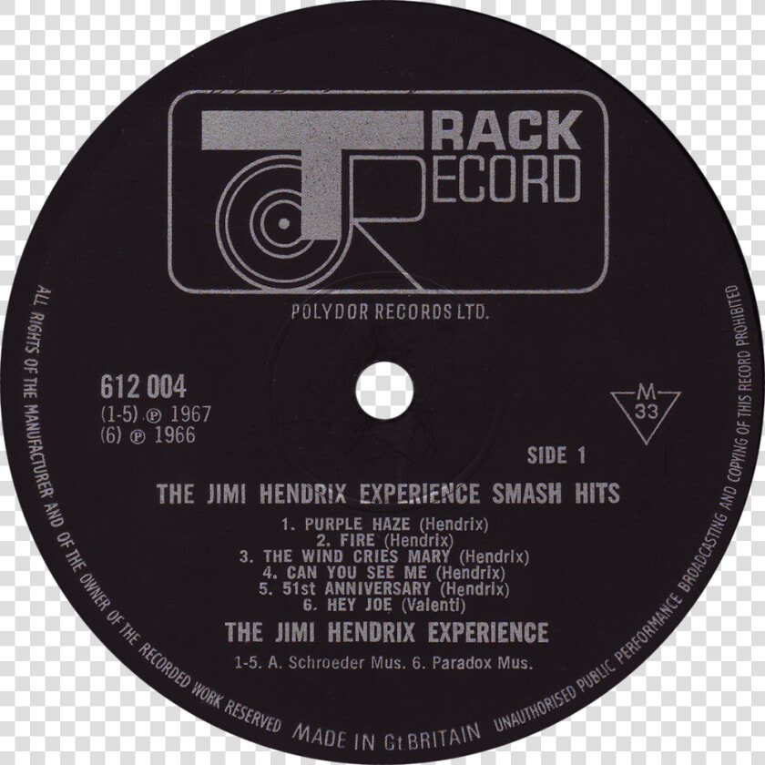 612004 Jimi Hendrix Label   Track Records  HD Png DownloadTransparent PNG
