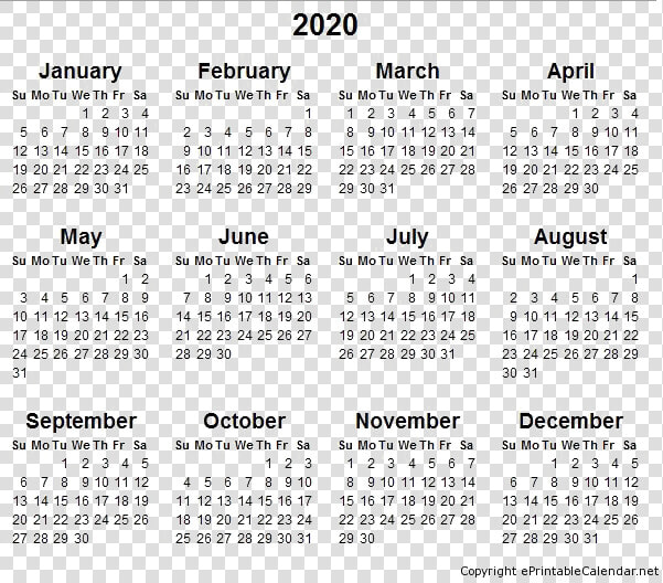 2020 Calendar Transparent Images Png   2018 Year Calendar Printable Free  Png DownloadTransparent PNG